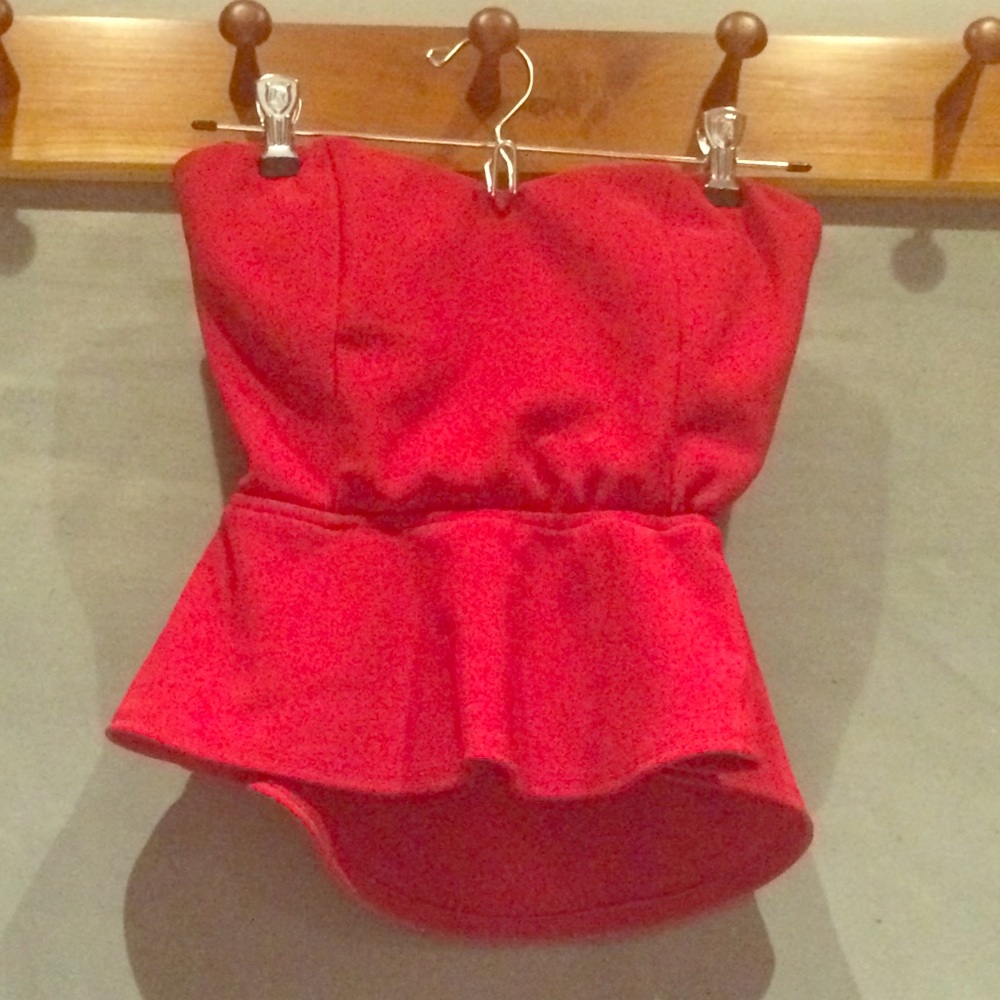 Red Strapless Top